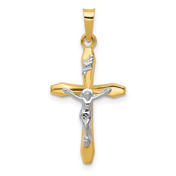 Kazi Luxury 14k Two-tone Polished INRI Crucifix Pendant